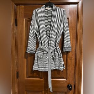 Loft navy and white striped wrap sweater.